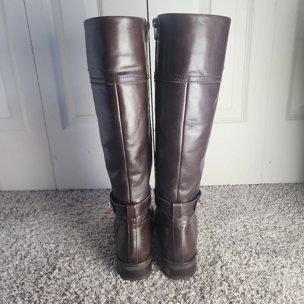 Coach Knee High Brown Leather Boots 7.5B - Picture 8 of 16